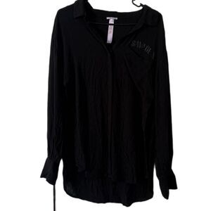 Savage X Fenty Black Long Sleeve Button Down Shirt